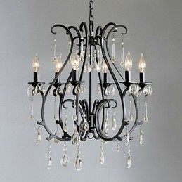 Lustre de cristal moderno com 6 luzes e velas