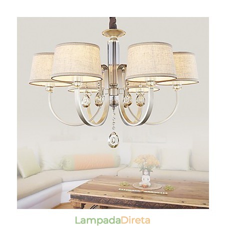 Lustre de metal com pintura em cristal country Lustre de metal com pintura em cristal country
