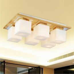Luminária de teto de carvalho Seis luzes Carvalho e vidro 220~240V