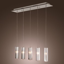 Luminária pendente moderna contemporânea de cristal cromado em metal