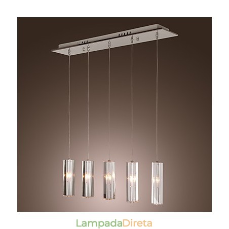 Luminária pendente moderna contemporânea de cristal cromado em metal Luminária pendente moderna contemporânea de cristal cromado em metal