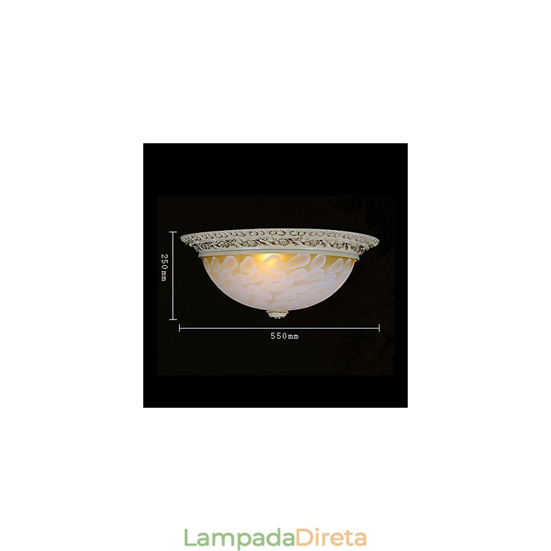 Padrão de luz de montagem embutida branca Resina de vidro Escultura dourada Clássico europeu
