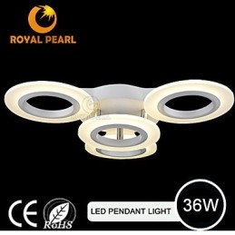 Luminária pendente moderna com quatro cabeças, luz circular acrílica