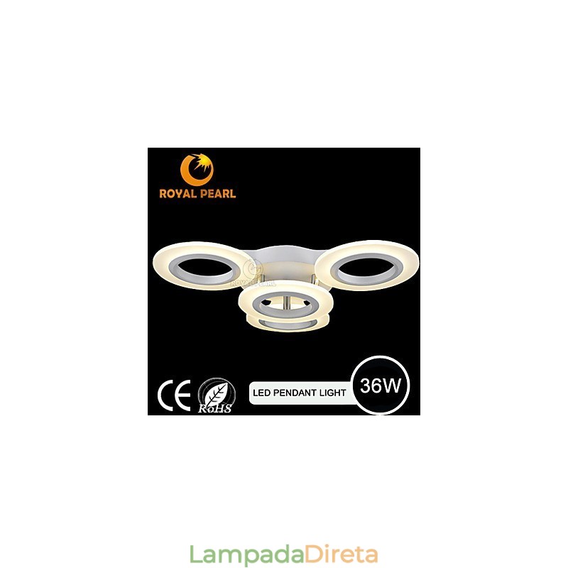 Luminária pendente moderna com quatro cabeças, luz circular acrílica