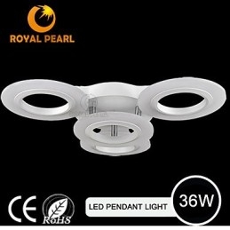 Luminária pendente moderna com quatro cabeças, luz circular acrílica