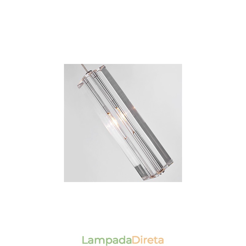 Luminária pendente moderna contemporânea de cristal cromado em metal