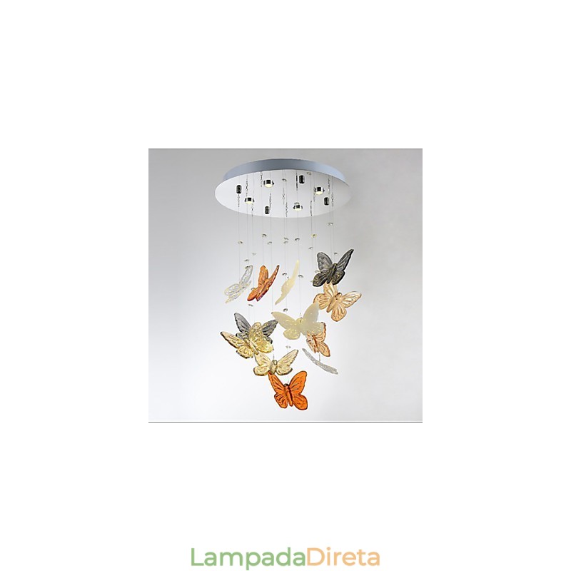 Luminária de Cristal Circular Borboleta Luminária de Cristal 4