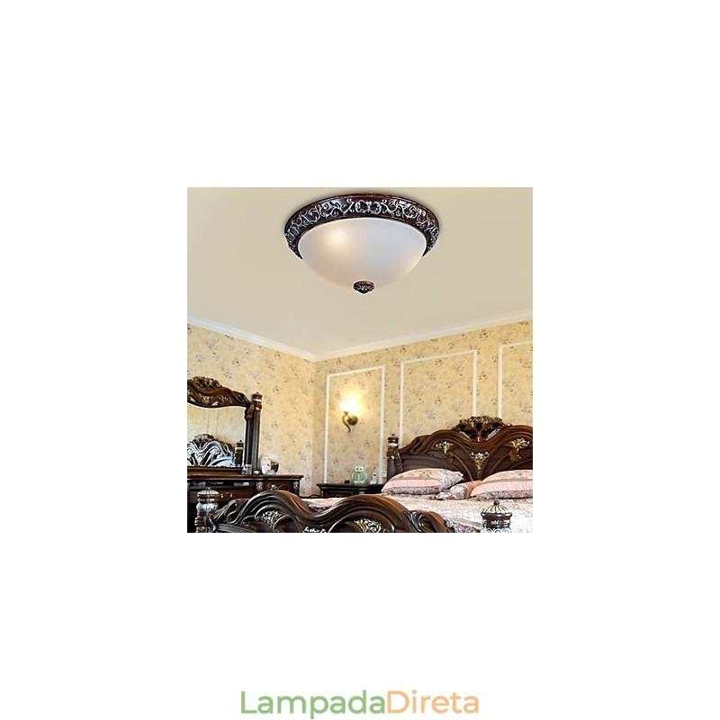 Luminária embutida em vidro resina prata entalhe europeu clássico