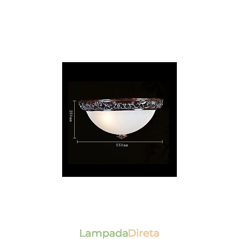 Luminária embutida em vidro resina prata entalhe europeu clássico