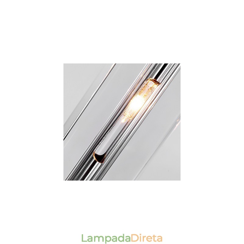 Luminária pendente moderna contemporânea de cristal cromado em metal