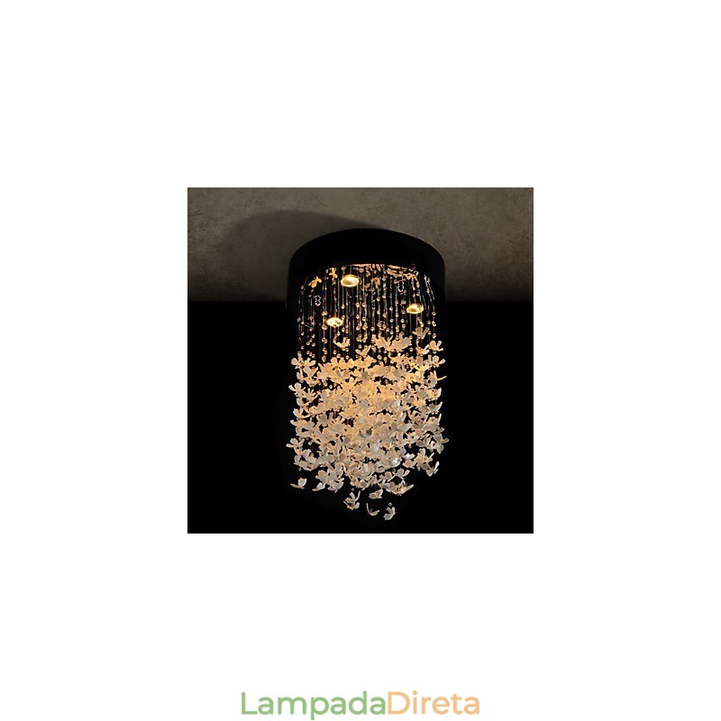 Moderno Semi Flush Mount com 3 luzes Butterfly Featured Shade