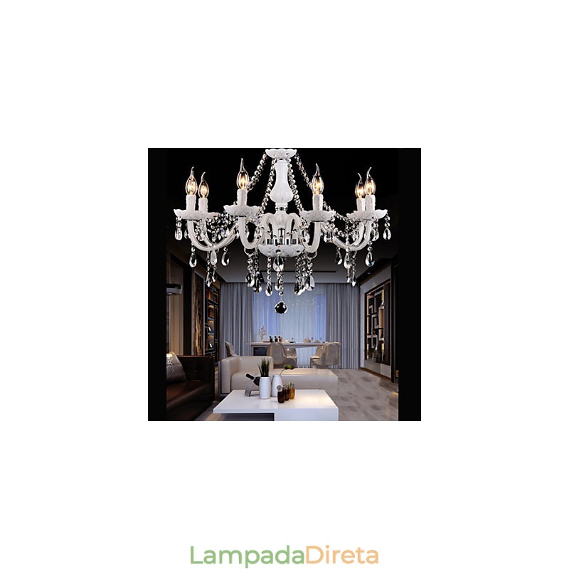 Lustre Cristal Moderno 6 Luzes Vidro Contemporâneo