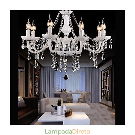 Lustre Cristal Moderno 6 Luzes Vidro Contemporâneo Lustre Cristal Moderno 6 Luzes Vidro Contemporâneo