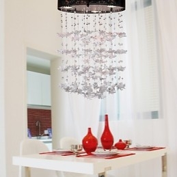 Moderno Semi Flush Mount com 3 luzes Butterfly Featured Shade