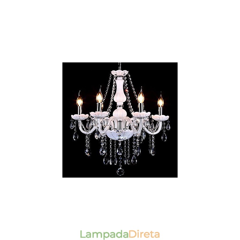 Lustre Cristal Moderno 6 Luzes Vidro Contemporâneo