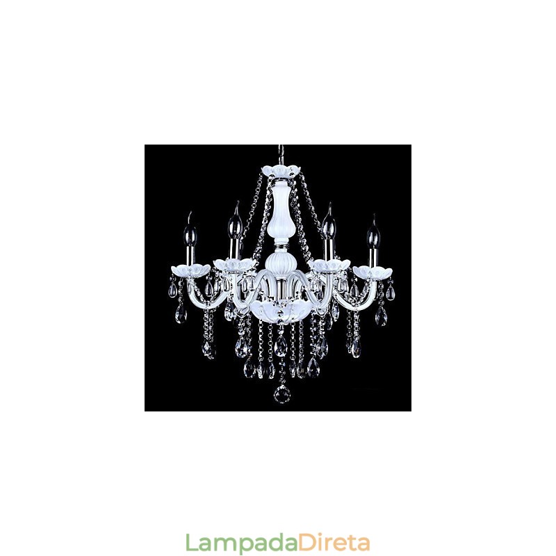 Lustre Cristal Moderno 6 Luzes Vidro Contemporâneo