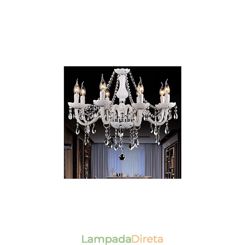 Lustre Cristal Moderno 8 Luzes Vidro Contemporâneo