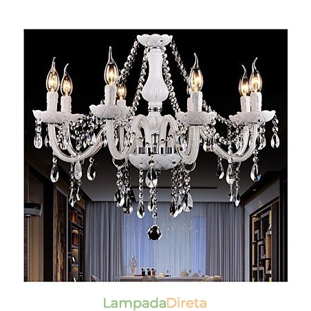 Lustre Cristal Moderno 8 Luzes Vidro Contemporâneo Lustre Cristal Moderno 8 Luzes Vidro Contemporâneo