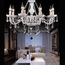 Lustre Cristal Moderno 8 Luzes Vidro Contemporâneo