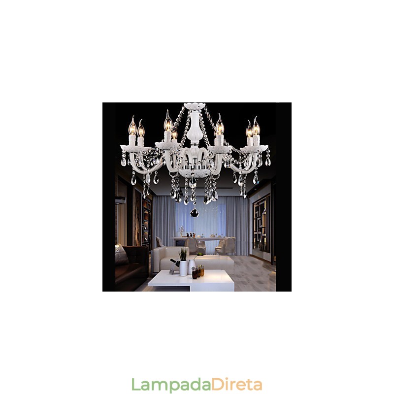 Lustre Cristal Moderno 8 Luzes Vidro Contemporâneo
