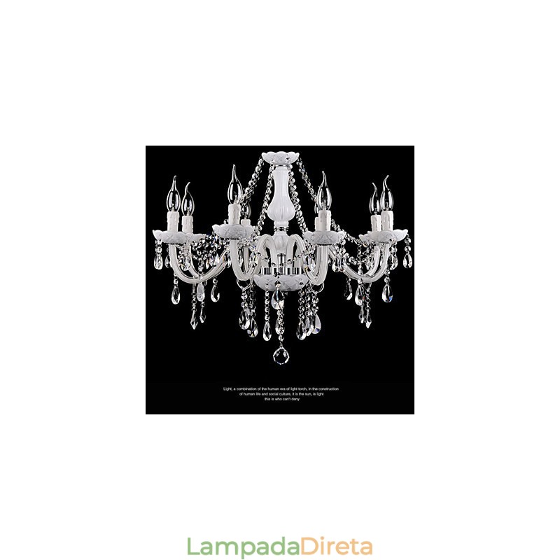 Lustre Cristal Moderno 8 Luzes Vidro Contemporâneo