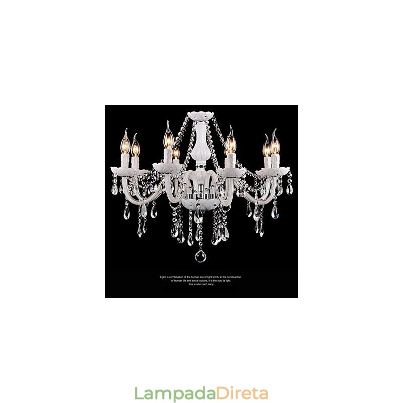 Lustre Cristal Moderno 8 Luzes Vidro Contemporâneo