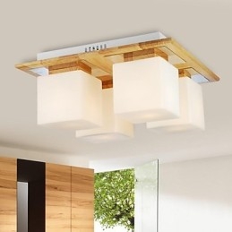 Luminária de teto de carvalho Quatro luzes Carvalho e vidro 220~240V (HY9024)