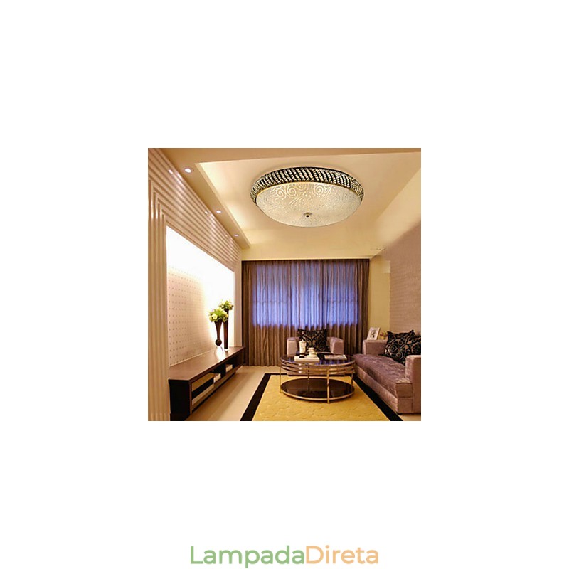 Luminária de teto luxuosa com 4 luzes em dourado