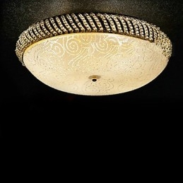 Luminária de teto luxuosa com 4 luzes em dourado