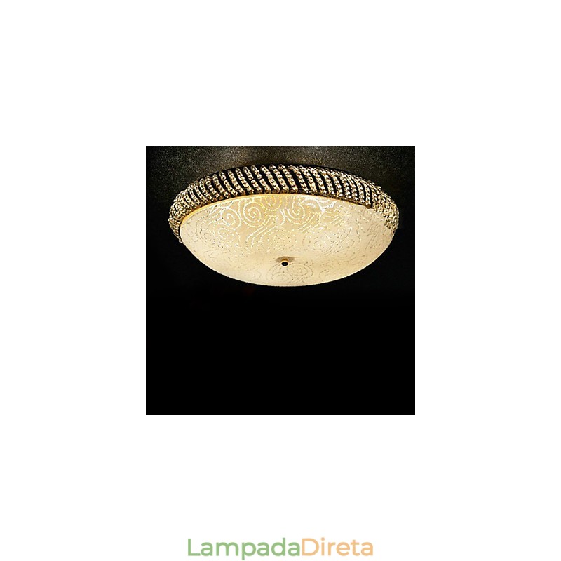 Luminária de teto luxuosa com 4 luzes em dourado