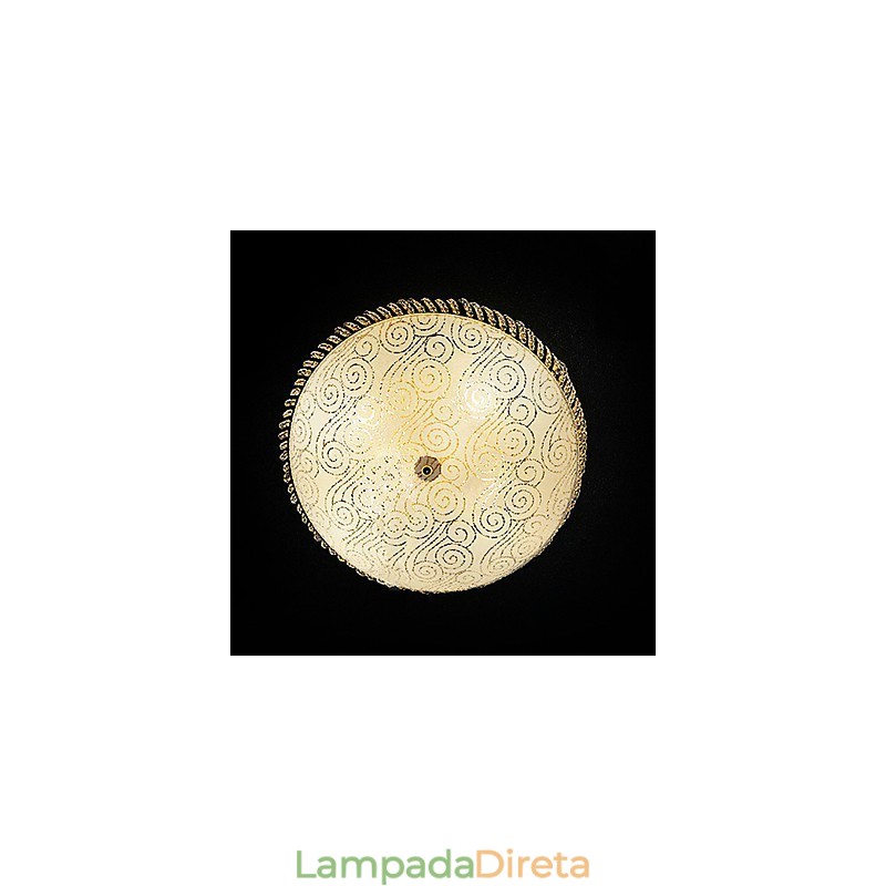 Luminária de teto luxuosa com 4 luzes em dourado