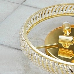 Luminária de teto luxuosa com 4 luzes em dourado
