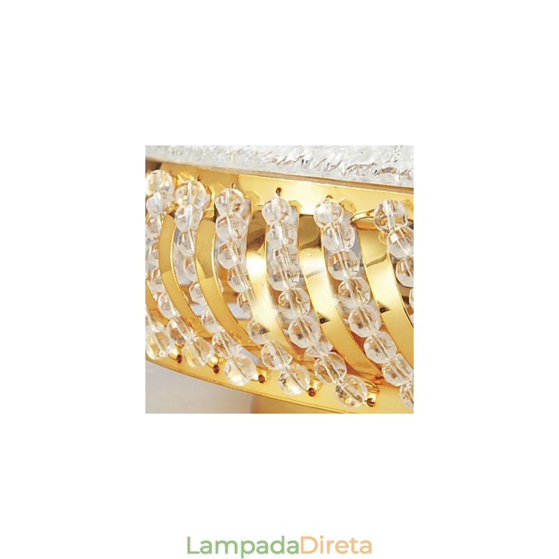 Luminária de teto luxuosa com 4 luzes em dourado
