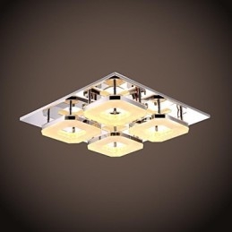 Acrílico Flush Mount 4 luzes Moderno Acrílico Galvanoplastia Aço Inoxidável
