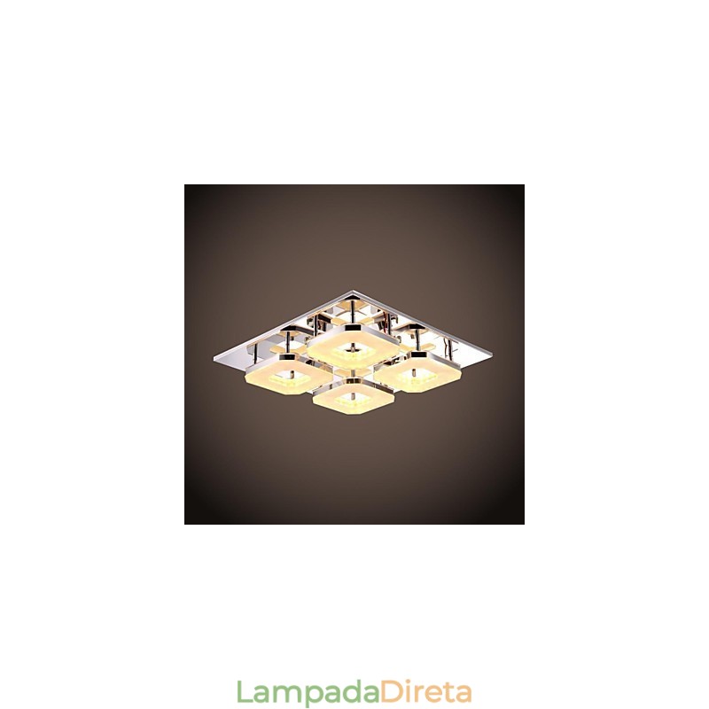 Acrílico Flush Mount 4 luzes Moderno Acrílico Galvanoplastia Aço Inoxidável