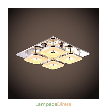 Acrílico Flush Mount 4 luzes Moderno Acrílico Galvanoplastia Aço Inoxidável Acrílico Flush Mount 4 luzes Moderno Acrílico Galvanoplastia Aço Inoxidável