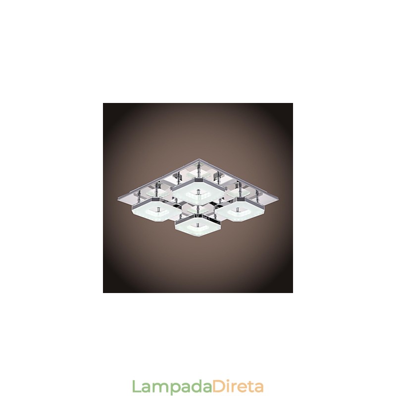 Acrílico Flush Mount 4 luzes Moderno Acrílico Galvanoplastia Aço Inoxidável