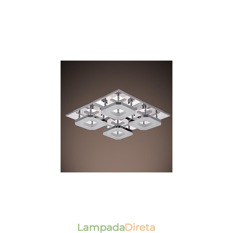 Acrílico Flush Mount 4 luzes Moderno Acrílico Galvanoplastia Aço Inoxidável
