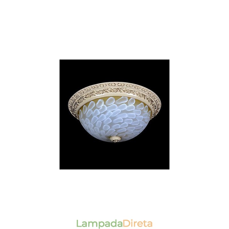 Padrão de luz de montagem embutida branca Resina de vidro Escultura dourada Clássico europeu