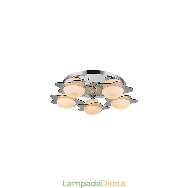 Luminária de teto moderna embutida 5 luzes contemporâneas de metal