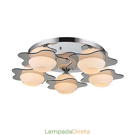 Luminária de teto moderna embutida 5 luzes contemporâneas de metal Luminária de teto moderna embutida 5 luzes contemporâneas de metal
