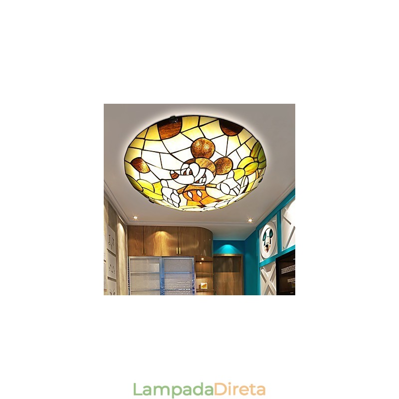 Luminária Dome Mediterrânea Sweet Children Mickey Mouse Luminária Dome 40 cm de diâmetro