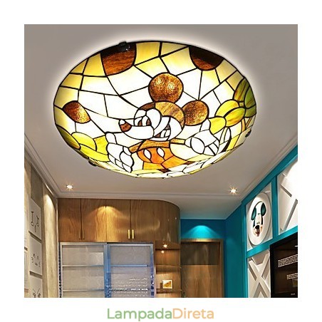 Luminária Dome Mediterrânea Sweet Children Mickey Mouse Luminária Dome 40 cm de diâmetro Luminária Dome Mediterrânea Sweet Children Mickey Mouse Luminária Dome 40 cm de diâmetro