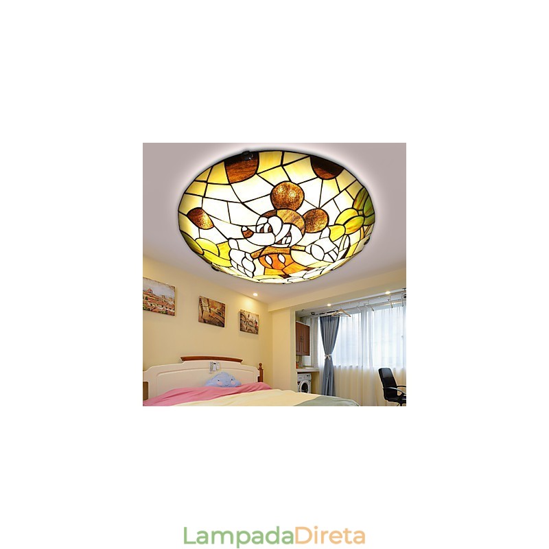 Luminária Dome Mediterrânea Sweet Children Mickey Mouse Luminária Dome 40 cm de diâmetro