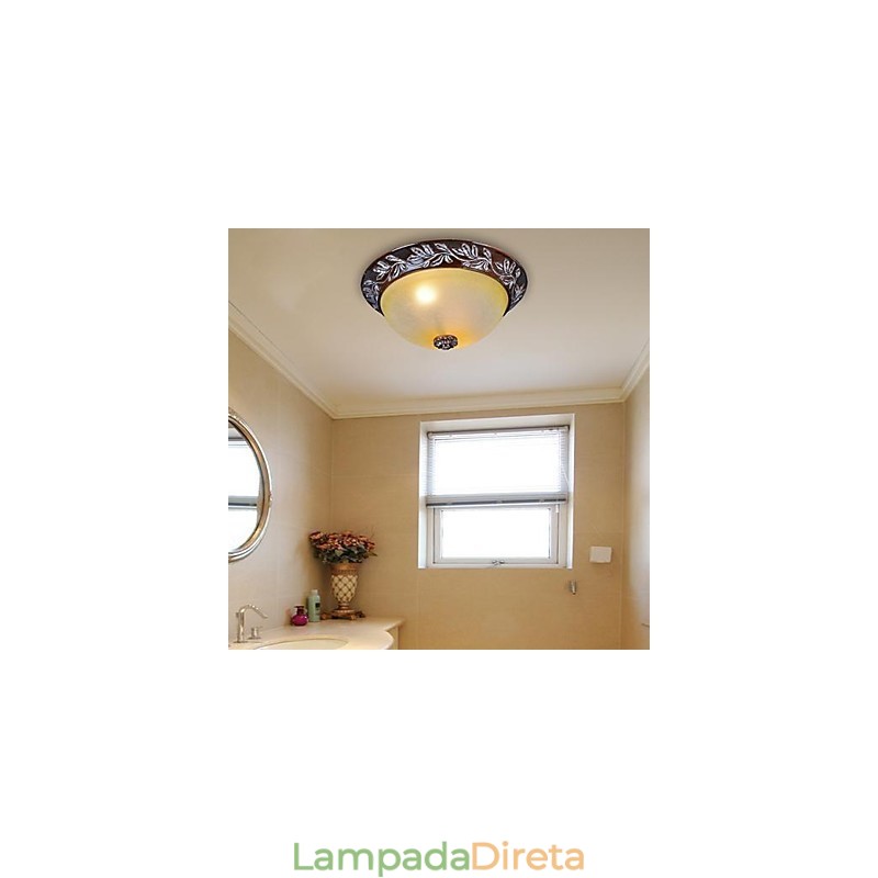 Luminária embutida em vidro branco amarelo resina prata entalhe europeu clássico