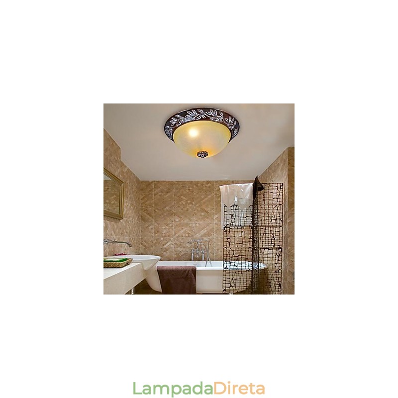 Luminária embutida em vidro branco amarelo resina prata entalhe europeu clássico
