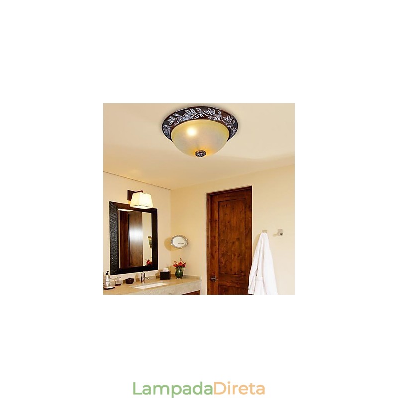 Luminária embutida em vidro branco amarelo resina prata entalhe europeu clássico