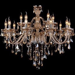 Lustre de cristal cor conhaque luxo moderno 2 níveis sala de estar 15 luzes