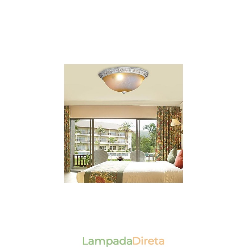 Branco Flush Mount Amarelo Claro Branco Vidro Resina Padrão Escultura Clássico Europeu