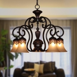 Lustre de metal com pintura de ilha rural vintage, montagem embutida